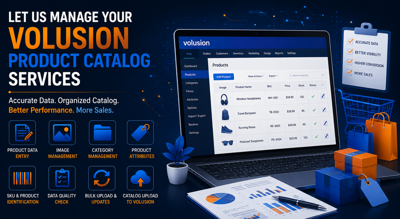 Let Us manage your Volusion Product Catalog services